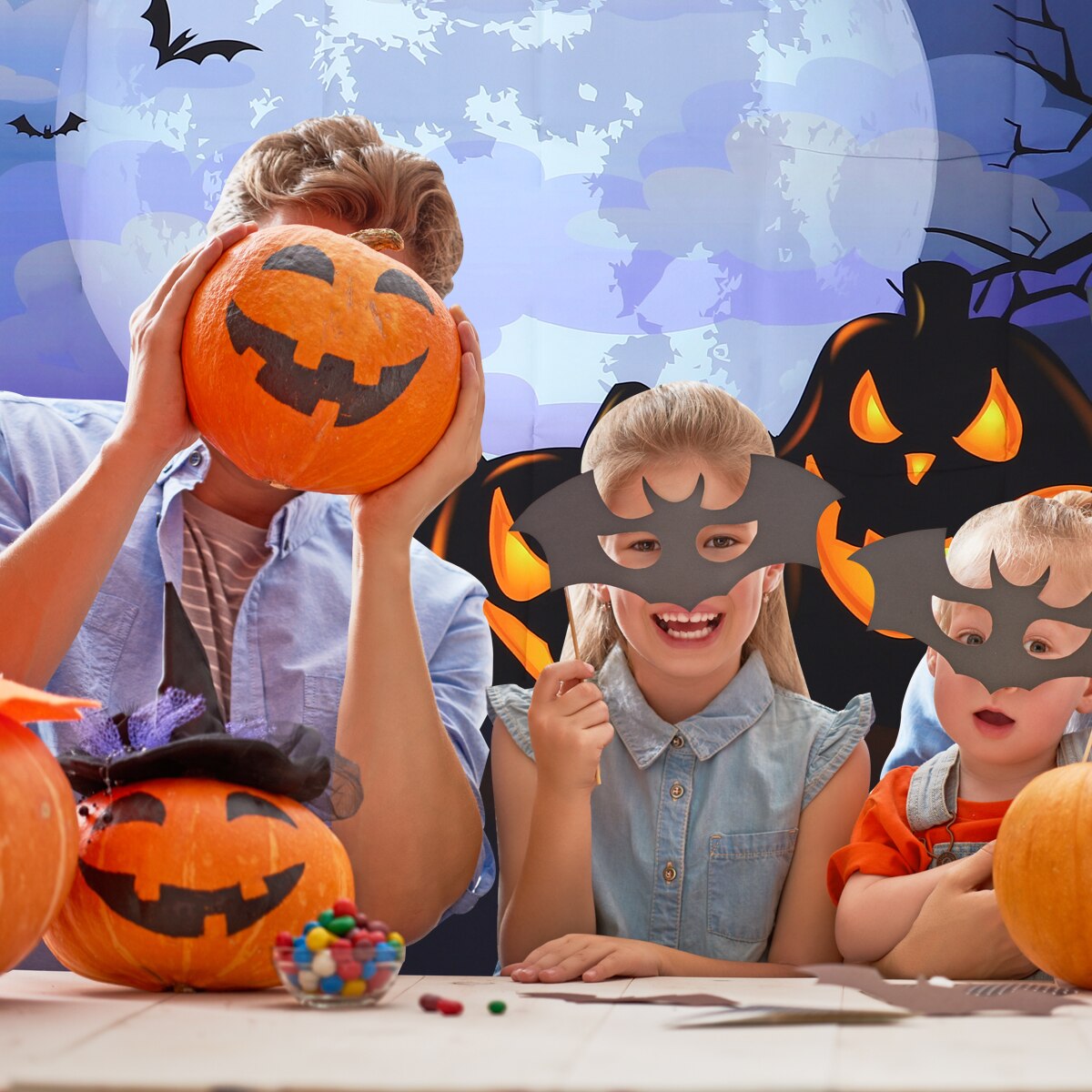 1PC Decorative Printed Halloween Hanging Cloth Background Cloth Backdrop Wall Tapestry for Living Room Party Bedroom