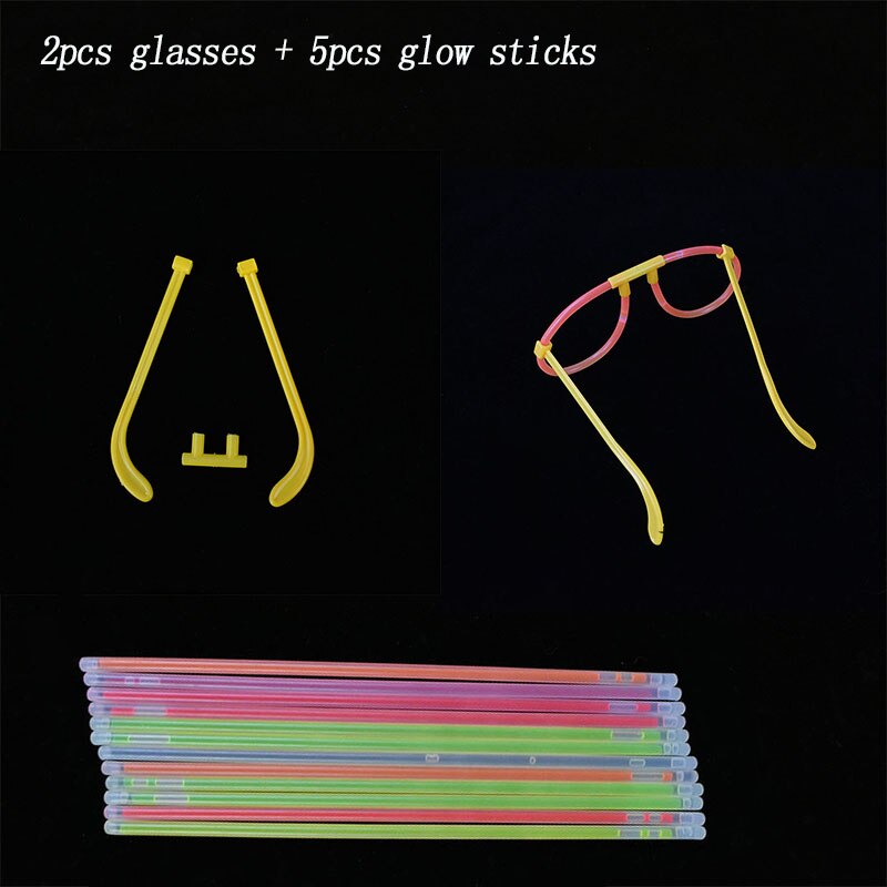 Varillas luminosas de colores combinados, gafas de juguete, diademas, pulseras, accesorios fluorescentes para decoración de fiestas, festivales y bodas: set4