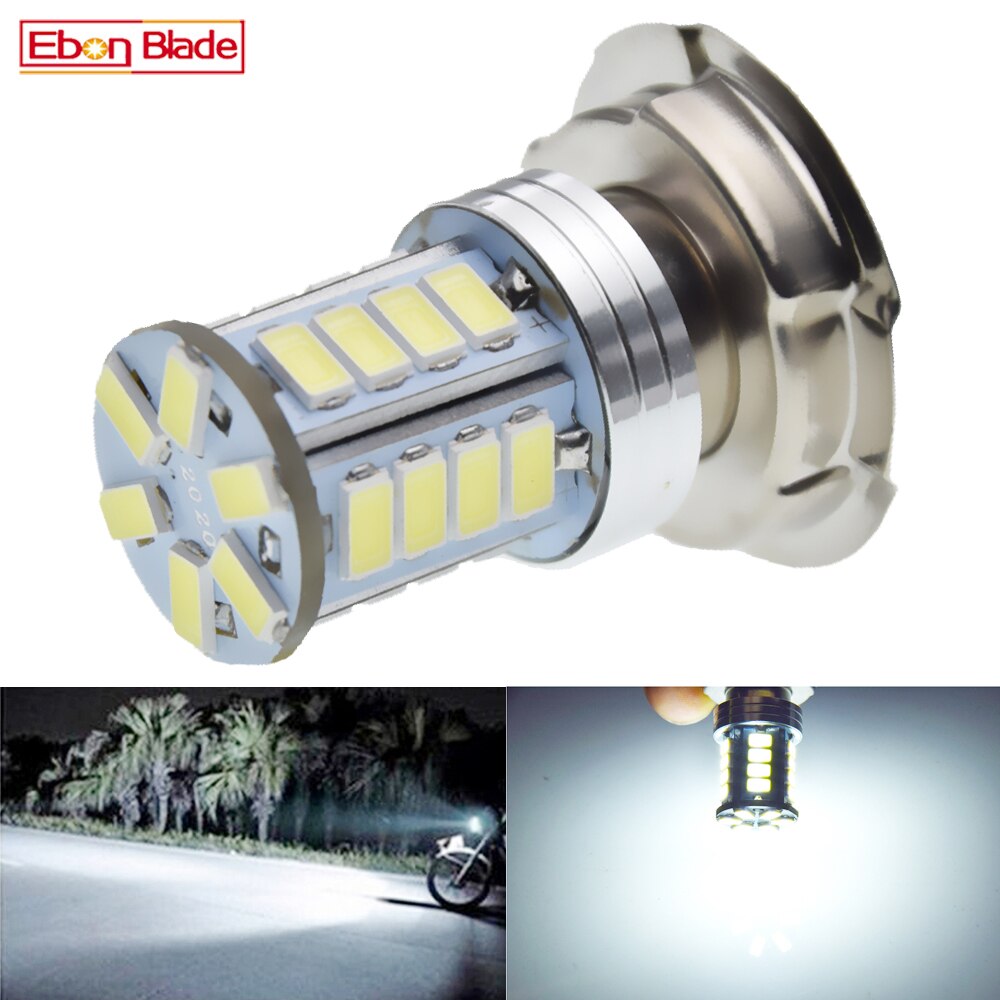 1 stk led pære  p26s citron gult lys atv scooter motorcykel forlygte lampe 6v 12v dc motor knallert motorcykel 5730 26 smd forlygte: Hvid