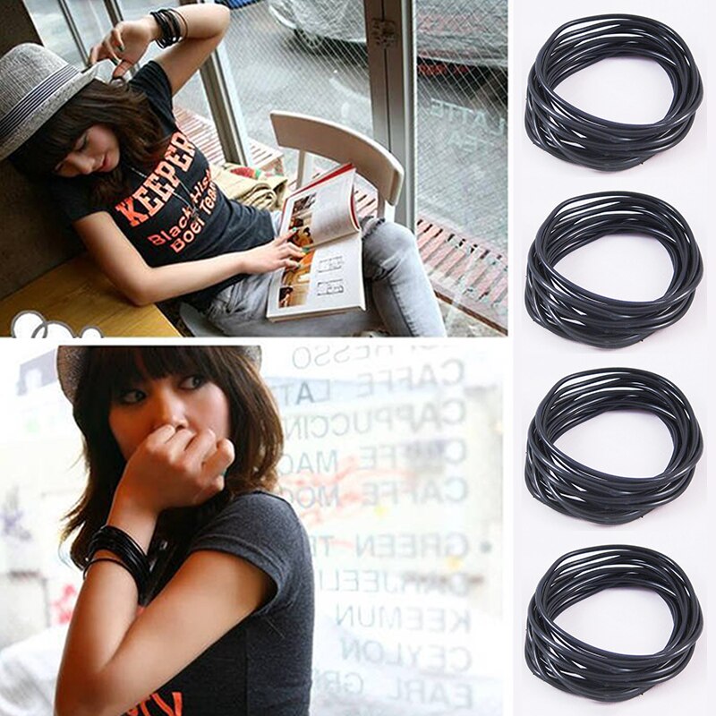 10 Stuks Pure Zwarte Mode Armband Volwassen Kinderen Silicon Sieraden Jelly Fluorescerende Lichtgevende Armbanden Mooie H2B5