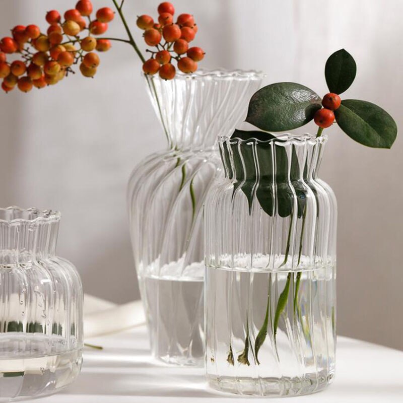 Home Decor Glass Vase Crystal Flower Vase Room Decor Flower Pot Modern Hydroponic Plants Wedding Home Decoration Accessories