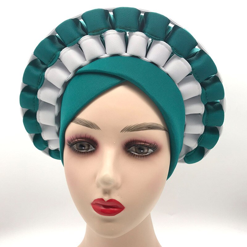 Turbantes africanos para mujer, diademas de auto, para boda tradicional, turbante nigeriano, turbante musulmán: 7