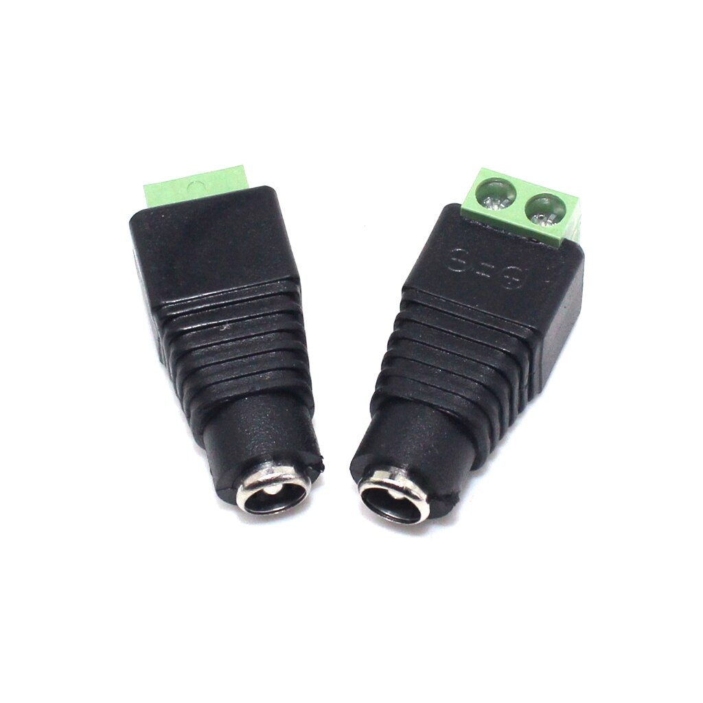 Adaptador de enchufe macho/hembra para CCTV, 12V, 5,5x2,1mm, luz LED de un solo color, 10 Uds.: Green Female
