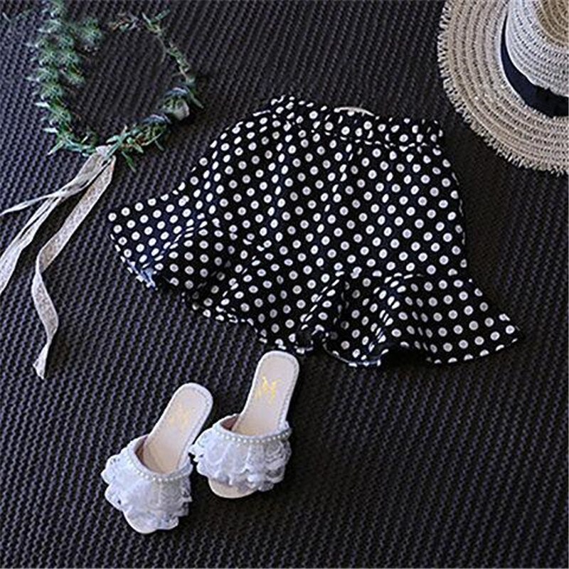 Gonna da bambina estiva gonna da bambina elasticizzata con macchie retrò per bambini gonna a coda di pesce in Chiffon colore nero P2 166