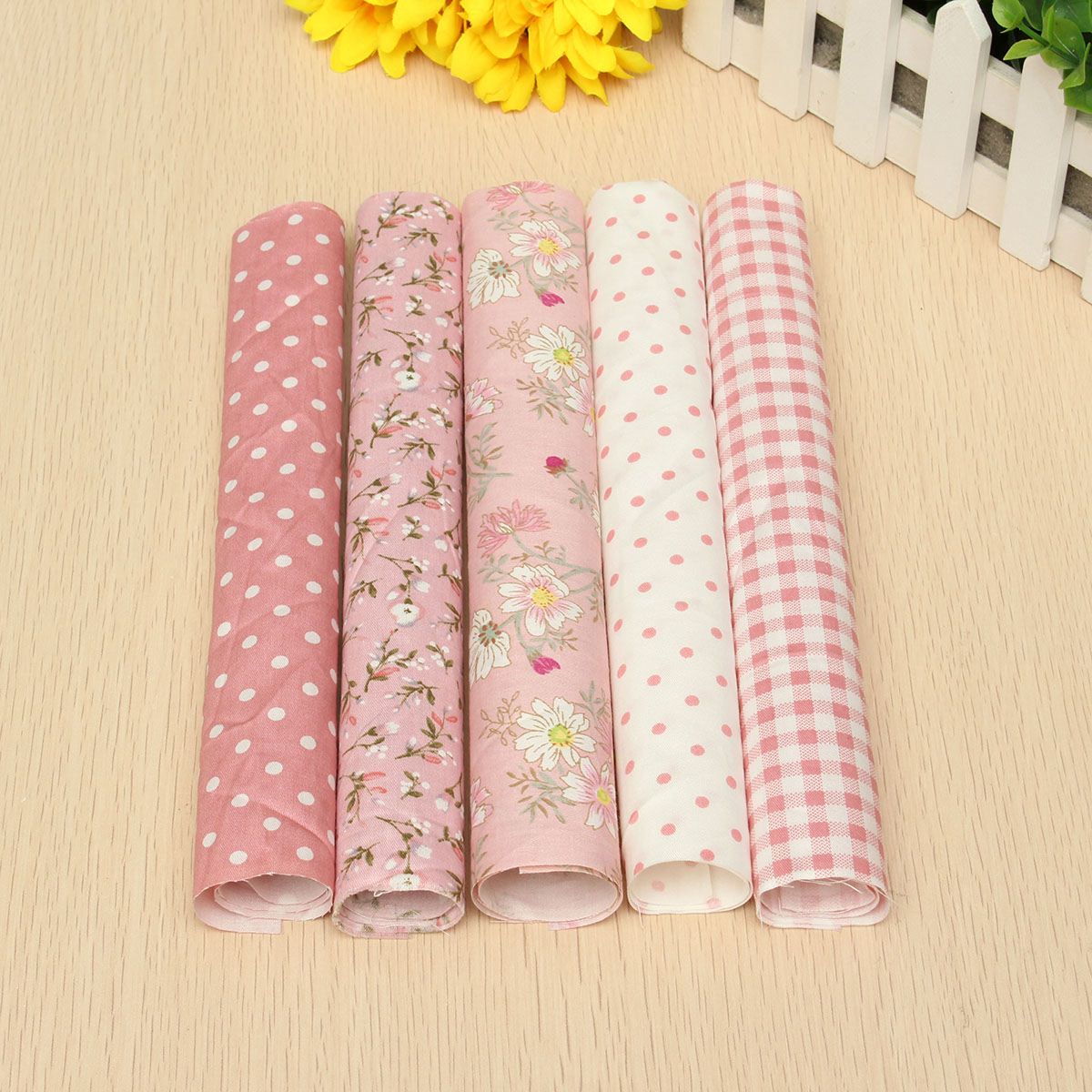 5 stk/sett 25 x 25cm rød rosa lilla 100% bomullsb... – Grandado