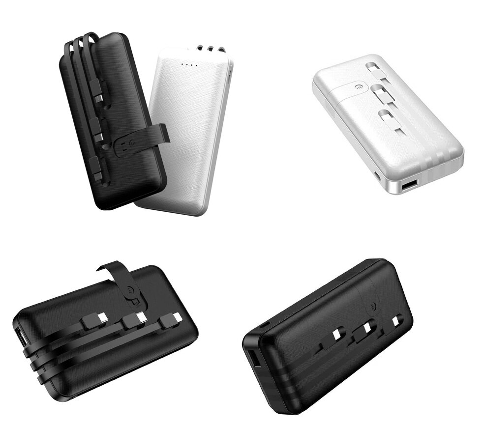 powerbank with built in cable 4 in 1 power bank with lightning,micro, Type-C and phone holder,fast charging 10000mAh