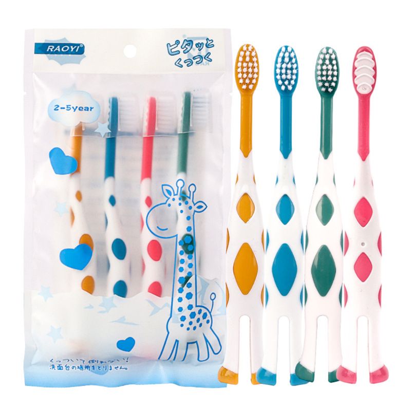 4 Pcs Cute Cartoon Baby Teeth Care Toothbrush Super Fine Soft Children Toothbrushes GXMB