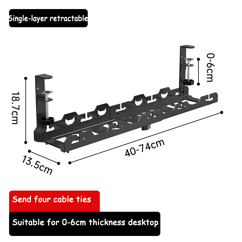 Under Desk Cable Management Tray No Drilling Extendable Metal Under Table Storage Rack mesh Home Office Desk Wire Organizer: light green