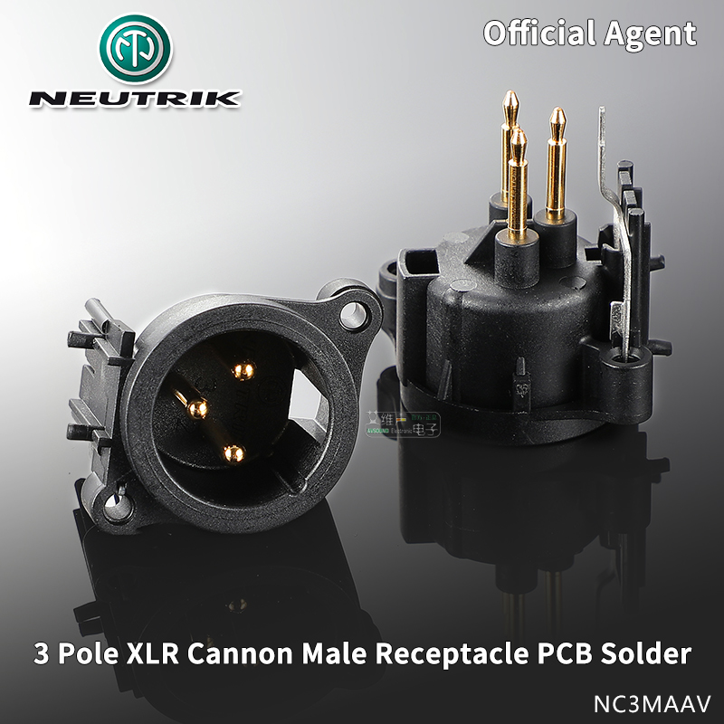 Neutrik XLR Male Female Receptacle Socket 3 Pole Power Amplifier PCB Mount Soldering Cups NC3MAV Cannon Chassis Connectors: NC3MAAV