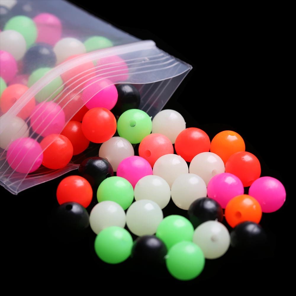 100PCS Mixed Color Round Fishing Cross Beads Double Pearl Floats Ball PE Plastic Stoppers Carp Fishing Tackle Acces