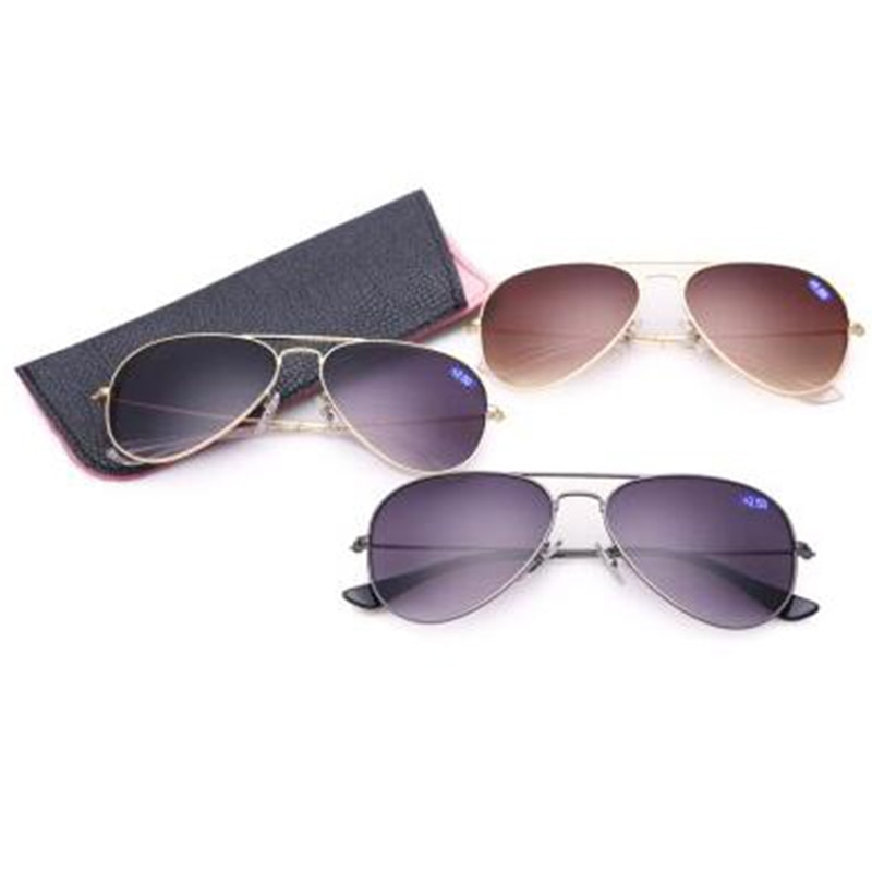 Unisex Pilot Bifocal Reading Glasses magnifier Women Men Look Near Far Gradient Lens Presbyopic Goggle Sunglasses Send Case L3