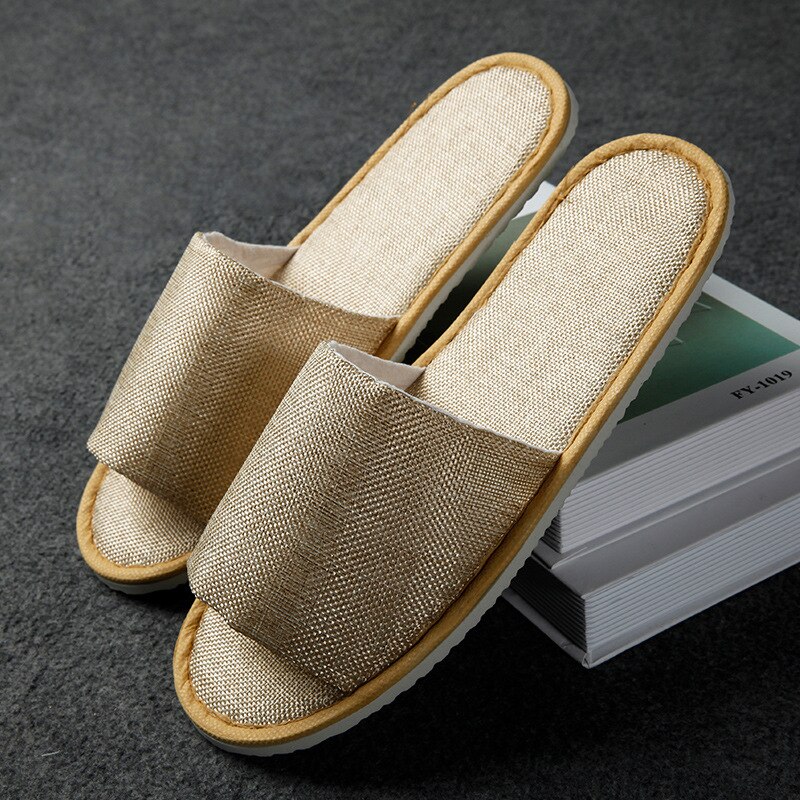 20 pairs Hanf Einfache Hausschuhe Männer Frauen Hotel Travel Spa Tragbare Klapp Haus Einweg Hause Gast Indoor Hausschuhe Große Größe: Khaki / 10