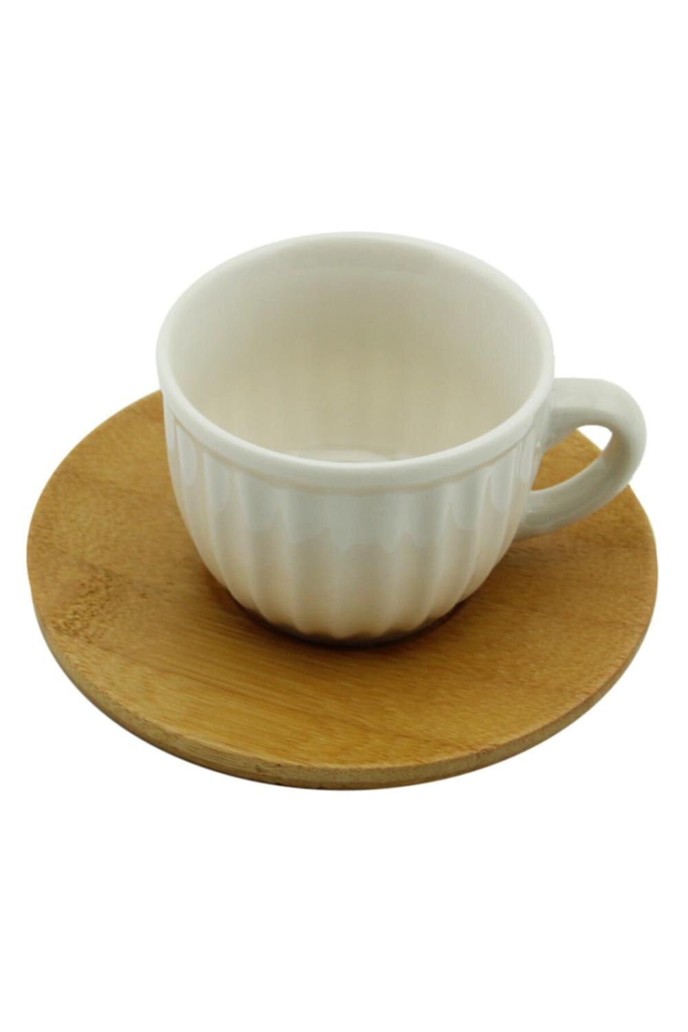 Porcelæn kaffekop sæt  of 6 med bambus plade specielt stilfuld kop sæt bambum largi lavet i tyrkiet bedst