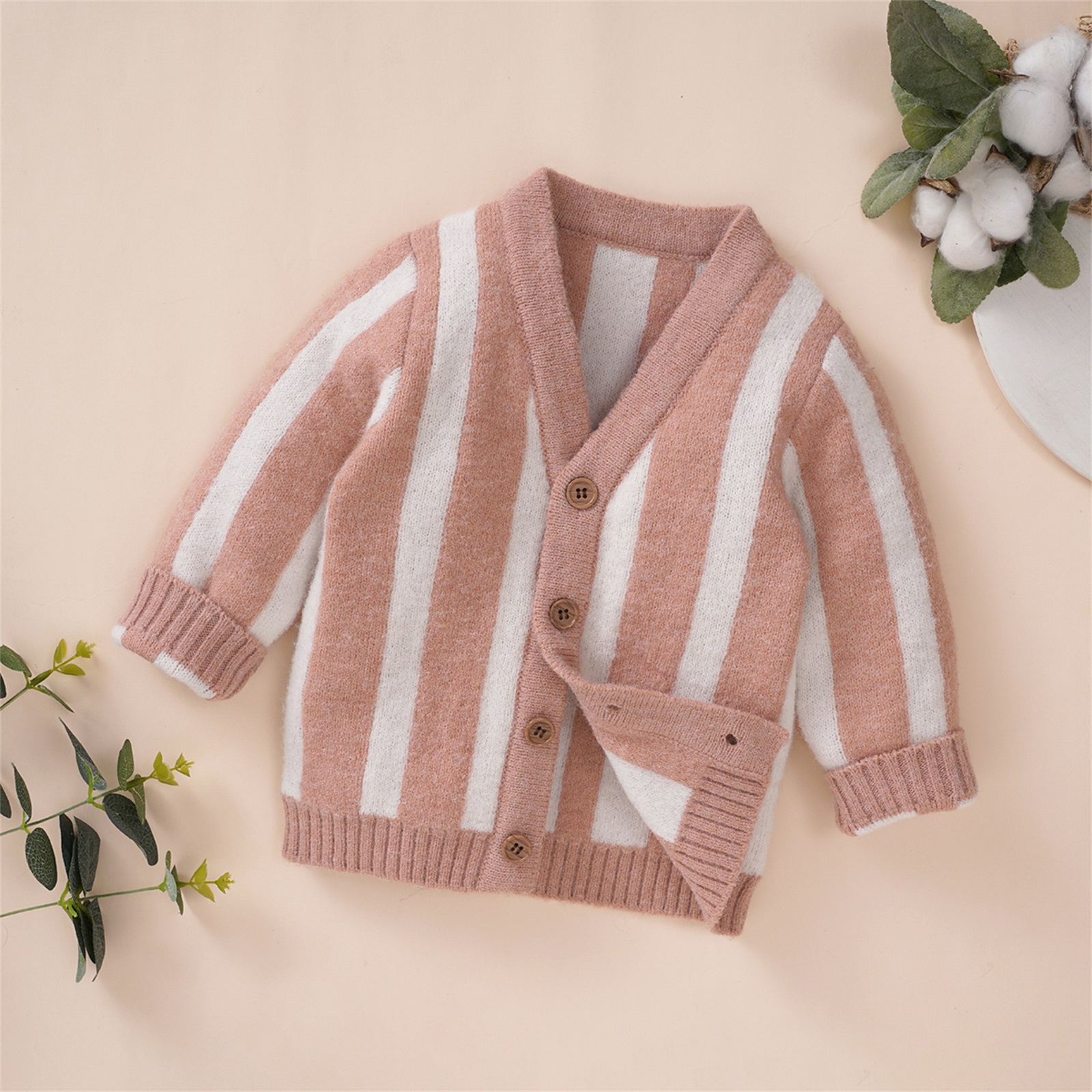 Bambini neonati ragazze Cardigan lavorato a maglia strisce autunnali maglione a maniche lunghe neonato monopetto Outwear abiti Casual