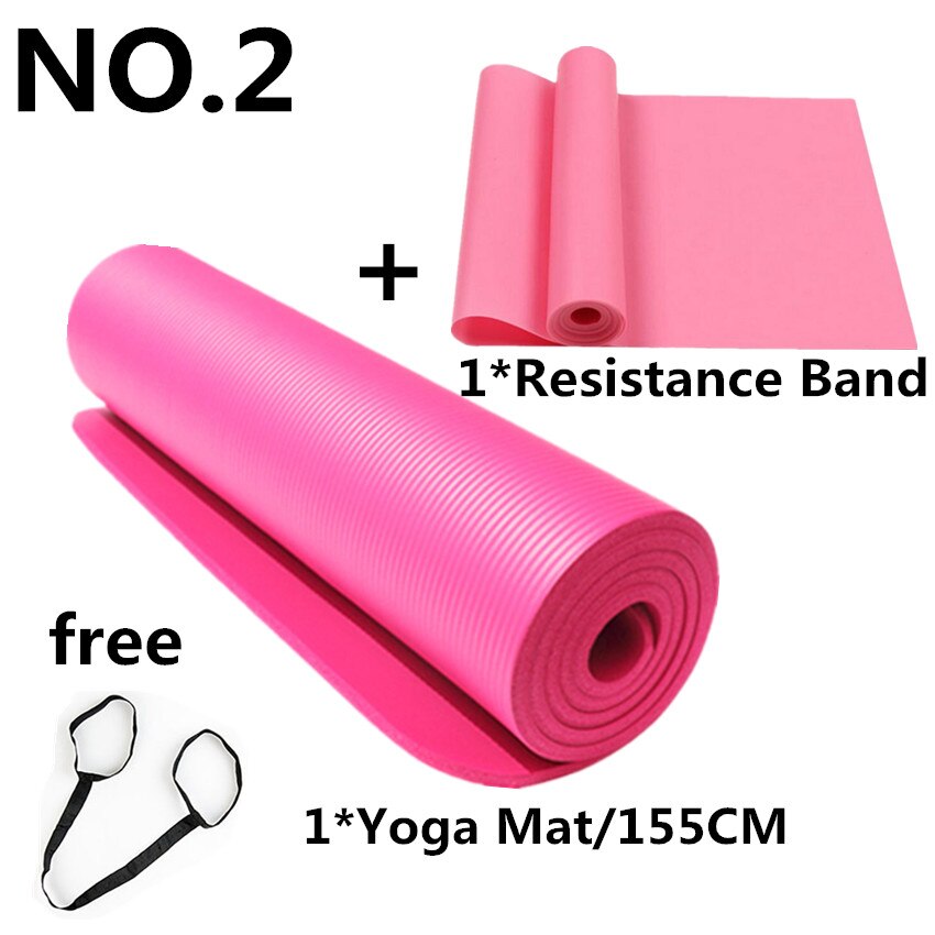 10 millimetri NBR Zerbino Con La Fascia di Resistenza di Forma Fisica di Yoga Pilates Zerbino 183X61cm Non-slip Pad di Spessore Per Palestra All'aperto esercizio di Fitness: Pink 155cm