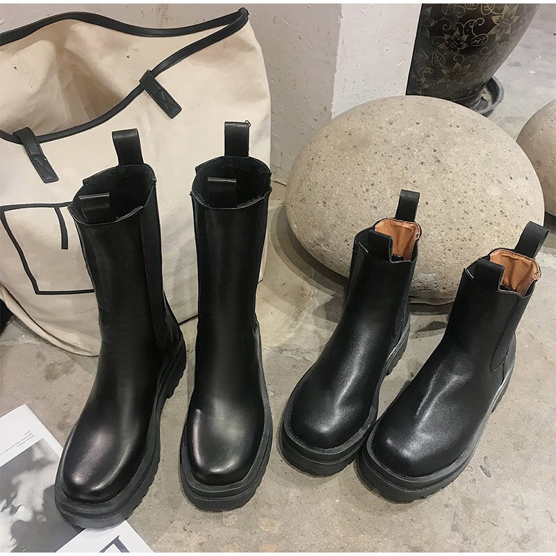 Women Chunky Heel Ankle Boots Woman Shoes Autumn Brand Chelsea Boots Female Platform Boots Lasdies Low High