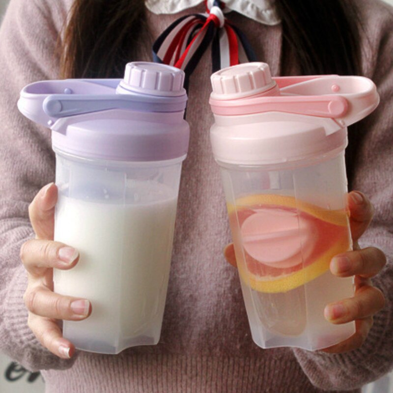 500Ml/700Ml Sport Shaker Fles Bpa Gratis Plastic Waterfles Lekvrije Sport Shaker Eiwit Drinkware Voor vrouwen Mannen