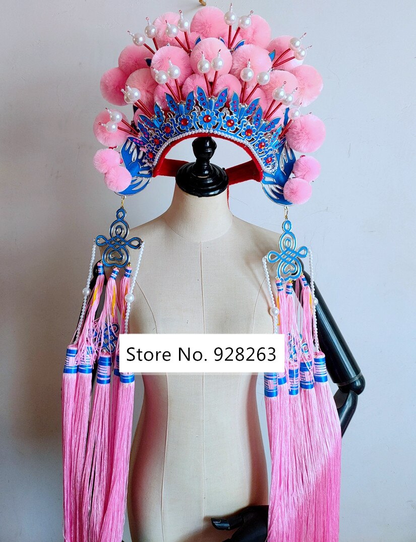 Gorros con pompón de 13 colores para adultos, sombrero de Drama chino con Bobbles, tocado de Festival, divertida de Halloween, gorro con borlas: 4
