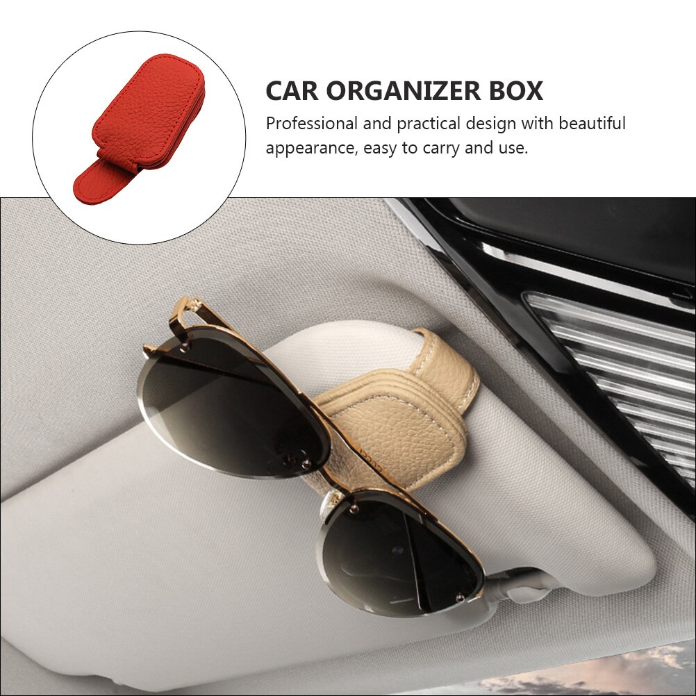 1pc z trwałej skóry PU osłona przeciwsłoneczna klip etui na okulary przeciwsłoneczne robić samochodu samochód okulary klip