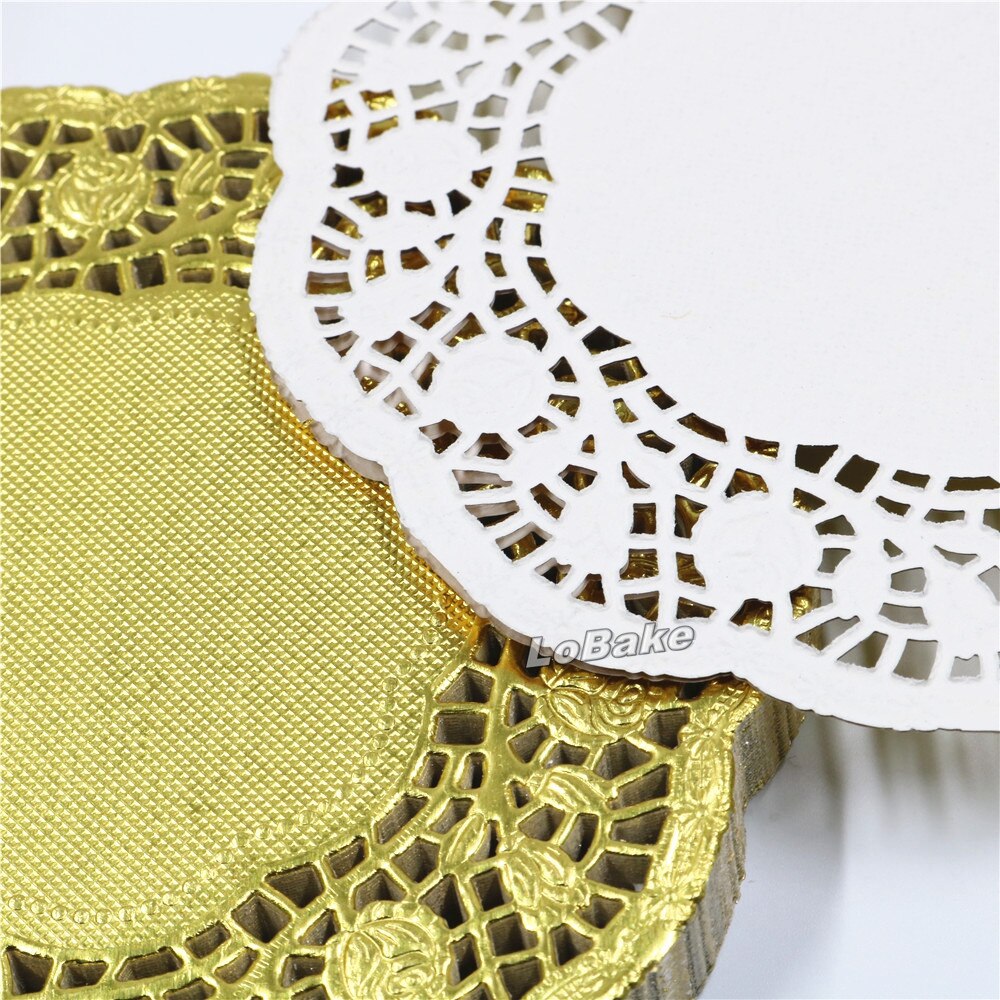 (100 stykker/pakke) top 5.5 tommer gyldenfarvet rundformet papirblondeservietter dækkeservietter til køkkenbordartikler