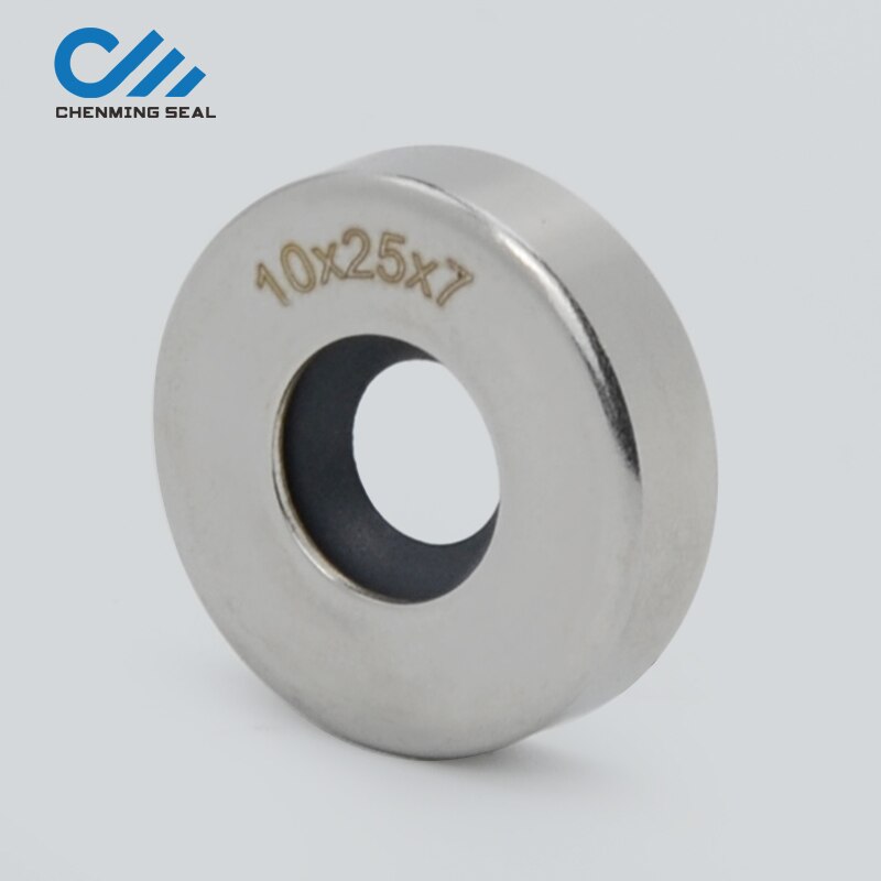 Ceimin 10*25*7/10*25*8 mm Single Lip PTFE Lip Stainless Steel Oil Seal Rotary Shaft Seal for Compressors Vacuum Pumps