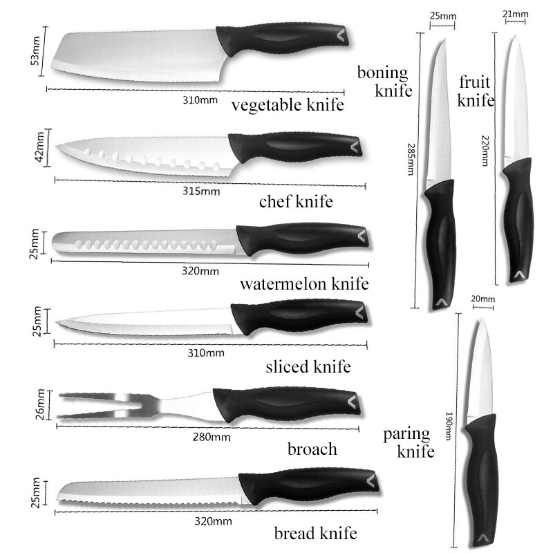 9 st kockknivsset köksknivar i rostfritt stål knivset slaktare köttklyver urbening fruktkniv brödskärare med nylonpåse