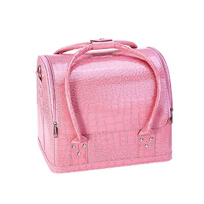 Pu läder kosmetisk låda kvinnor flera lager nagelkonst sminklådor stor kapacitet sminkpåse toalettartiklar