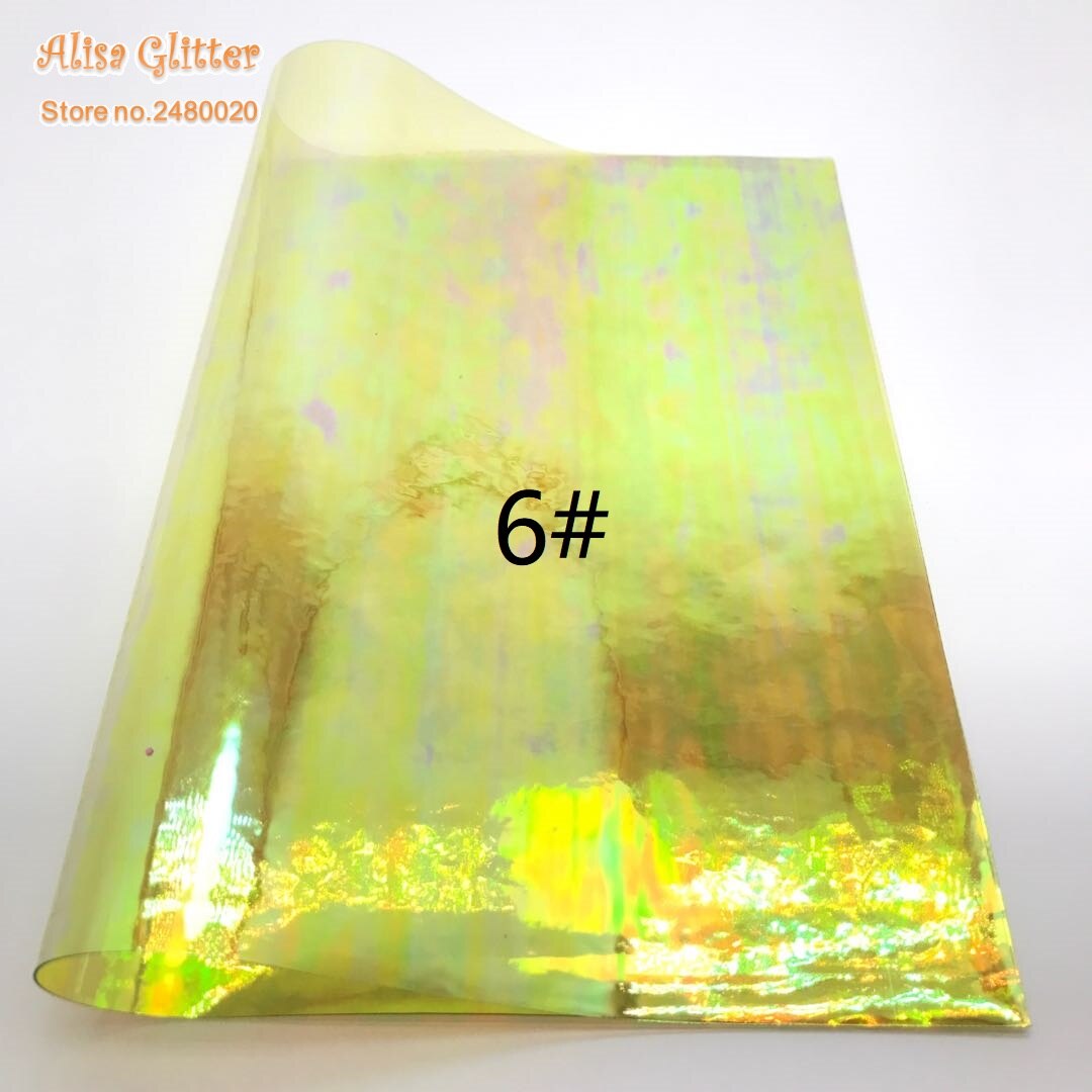 1PCS A4 SIZE 21X29cm Alisa Glitter Transparent Vinyl Fabric Iridescent PVC Clear PVC For DIY K60: 6