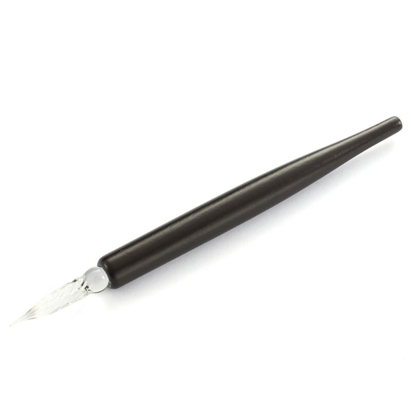 Houten Kalligrafie Dip Pen Engels Kalligrafie Pen Koperplaat Script Schuine Dip Pen Houder Met Glas Penpunten Accessoires