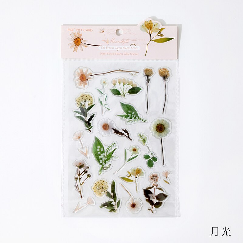 Cute Flowers Glue Clear Sticker Fern Leaves Decorative Stickers Scrapbooking Stick Label Diary Album stationery Sticker: 2