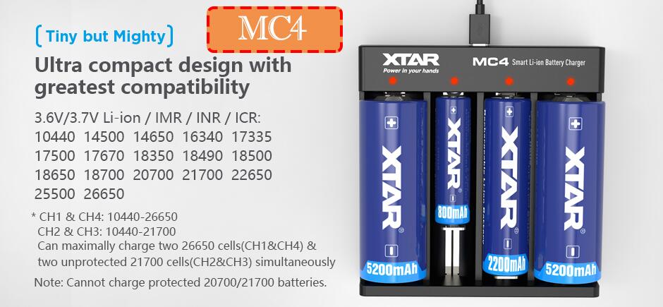 XTAR VC2 VC2 plus VC4 VC2S Colorful VA LCD battery charger for 10440/16340/14500/14650/18350/18500/18650/18700/21700/20700/17500: MC4