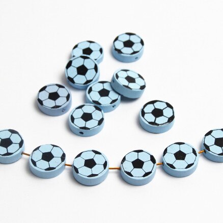 Cute Football Pattern 20Pcs Lead-Free Wood Beads For Jewelry Making Accessories Bracelets DIY Craft For Child 20mm: Color 10