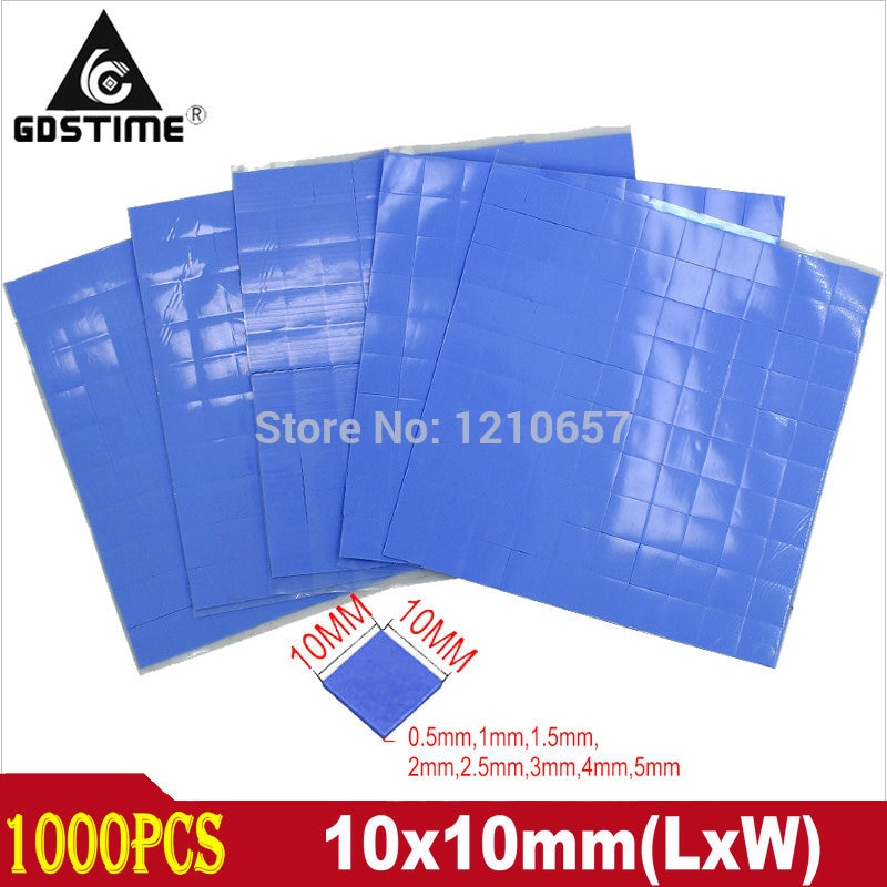 1000Pcs Thermal Pad 10mmx10mmx 1mm 2mm Thickness GPU CPU Heatsink Cooling Conductive Silicone Pads
