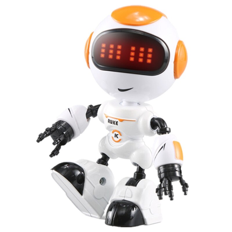Kids Touch Control Smart Mini Robot LED Eyes Voice DIY Rotated Body Gesture Model Children Early Educational Toys: O