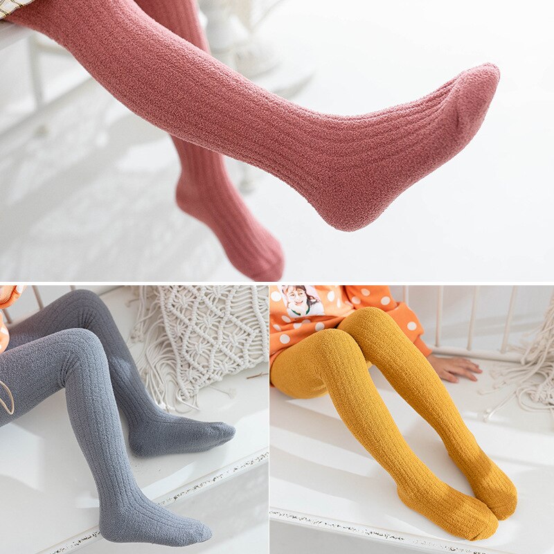 1-8 år gamle børn strømpebukser efterår vinter coral fleece strømpebukser til piger medium tykkelse varm ensfarvet piger& #39 ; leggings