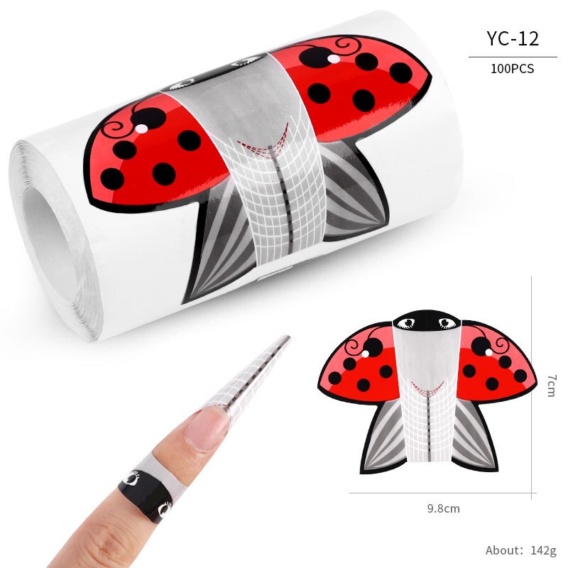 100pcs Butterfly Nail Forms Extension Tips French Acrylic Upper Forms For Nails Tips Building Extension Stencil Manicure Tools: YC-12