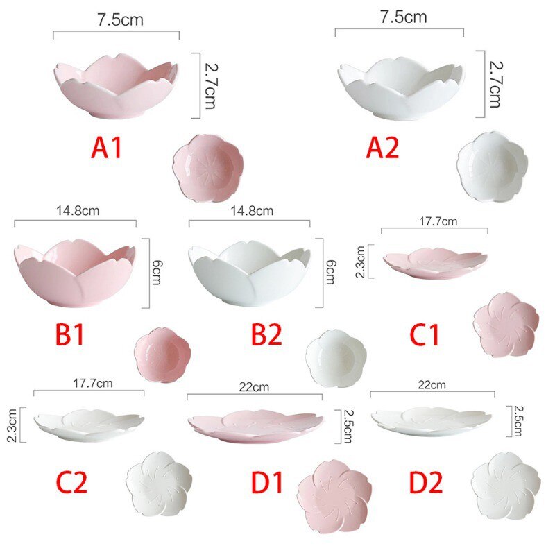 1 sztuk ceramiczne Sakura zestaw obiadowy różowy zastawa stołowa robić kuchni płyty kształt kwiatu sos czerwony pieprz danie plastikowe talerze płyty