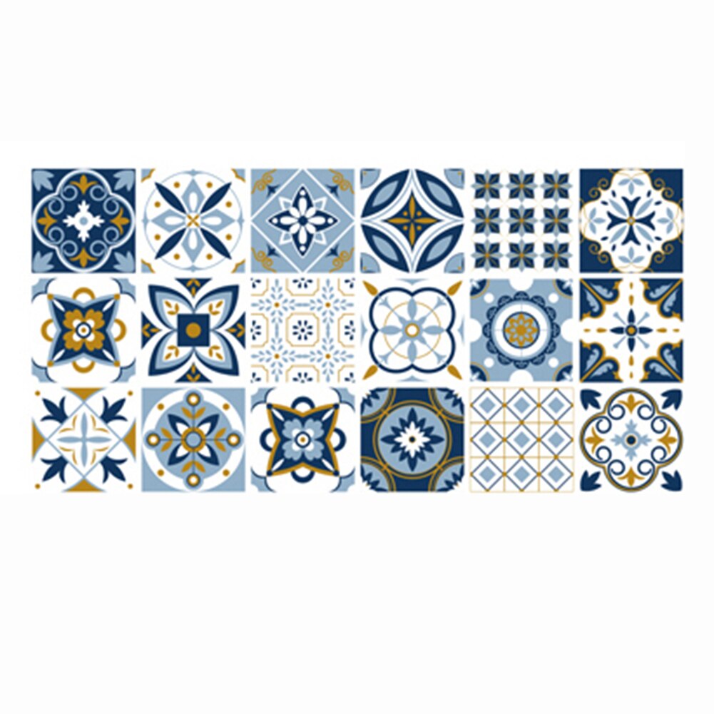 Retro Pattern Tile Floor Stickers PVC Waterproof Self Adhesive Paste DIY Wall Ground Bathroom Kitchen Decor Wall Floor Stick: L