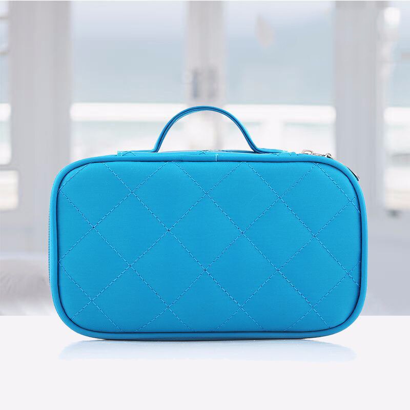 Vrouwen Cosmetische Tas Met Spiegel Dubbele Waterdichte Travel Organizer Schoonheidsspecialist Case Multifunctionele Make-Up Tas Ruit Gevallen: Sky Blue