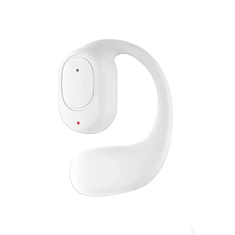 Single Wireless Earphones Air Conduction OWS Headphone HiFi Ear-Hook Music Sports Noise Cancel Headset for All Smartphones: WHITE