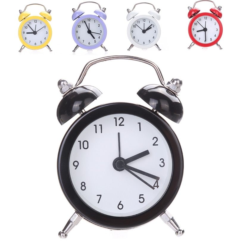 Round Small Bed Compact Quartz Student's Beep Alarm Clock Cute Student Convenience Table Alarm Clock Travel 40FB01