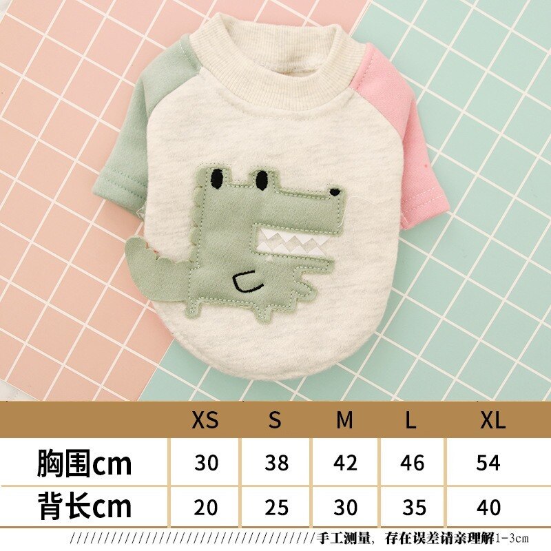 Huisdier Kleding Cartoon Dier Kleren Voor Hond Hoodies Kleine Kostuum Dinosaurus Print Honden Leuke Herfst Winter Groen Jongen Kraag Perro