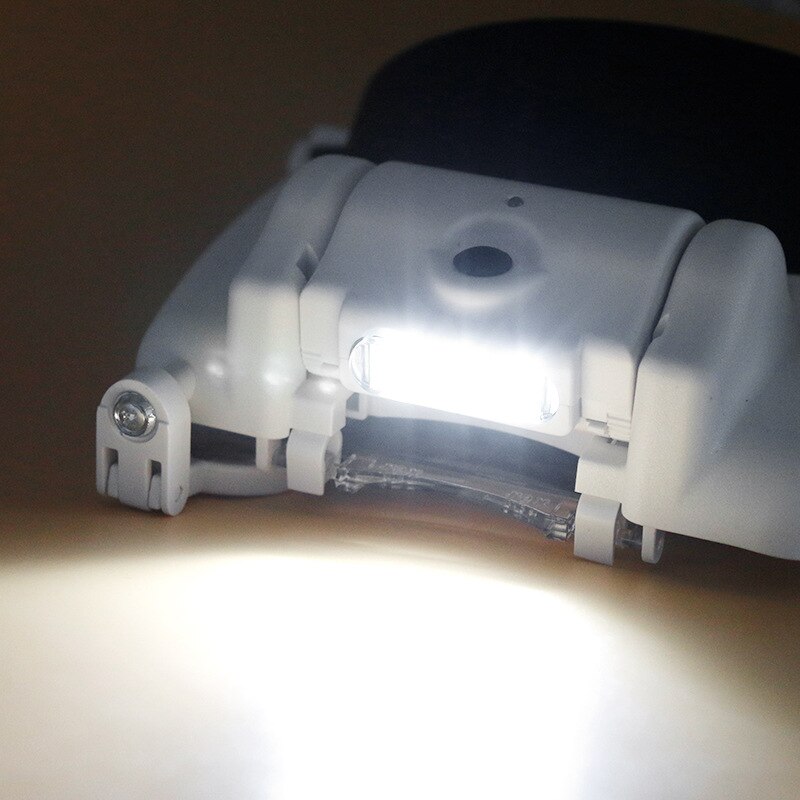 Bril Vergrootglas Met Verwisselbare Lens Led Licht Jewel Loupe Hoofdband Repareren Vergrootglas 1.5X 2.0X 2.5X 3.0x 3.5x