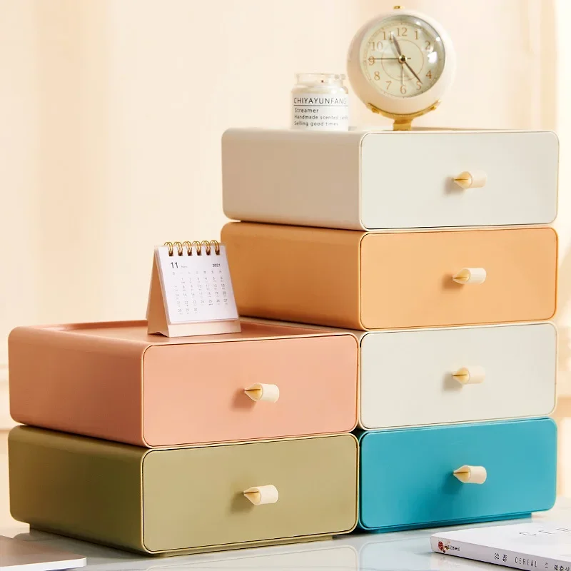 Cajón de escritorio apilable, caja de almacenamiento con asa, gran capacidad, organizador de artículos diversos, almacenamiento para el hogar