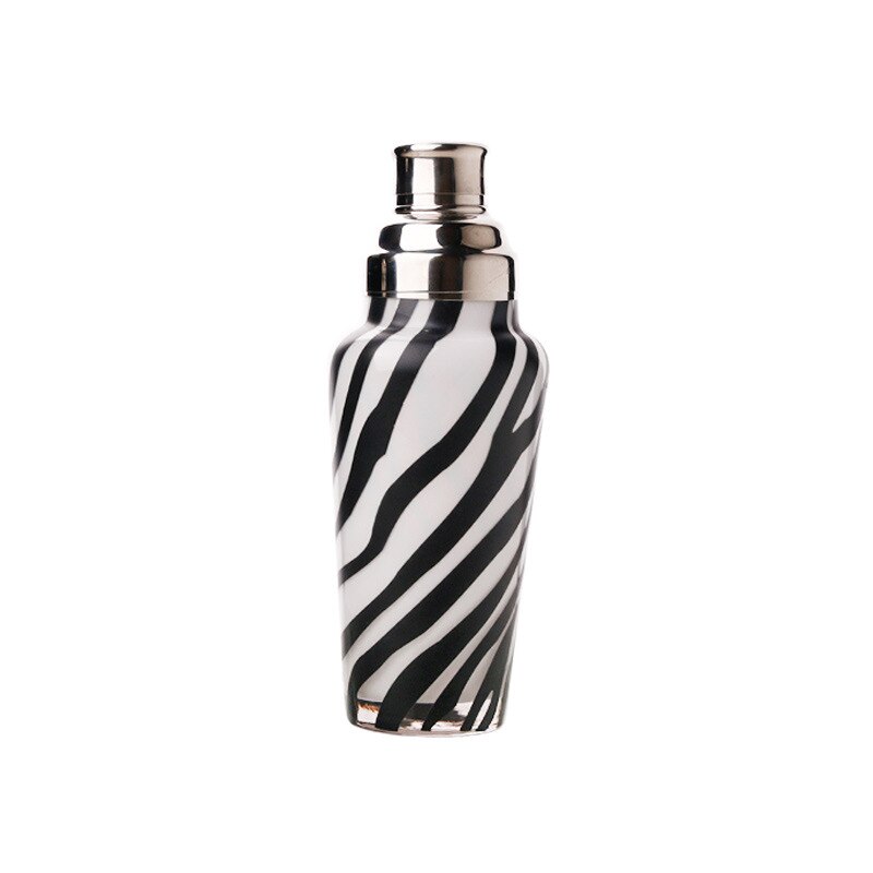 Deouny 1000ml glasaktig cocktailshaker retro trestegsmönstrad cocktail minibar bartending shaker bartender bartillbehör: Bm