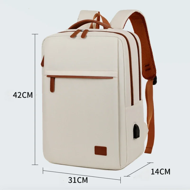 Business Backpack For Men Women Trendy 15.6-Inch Laptop Backpack Blue Beige Student Schoolbag Boarding Male Backpack