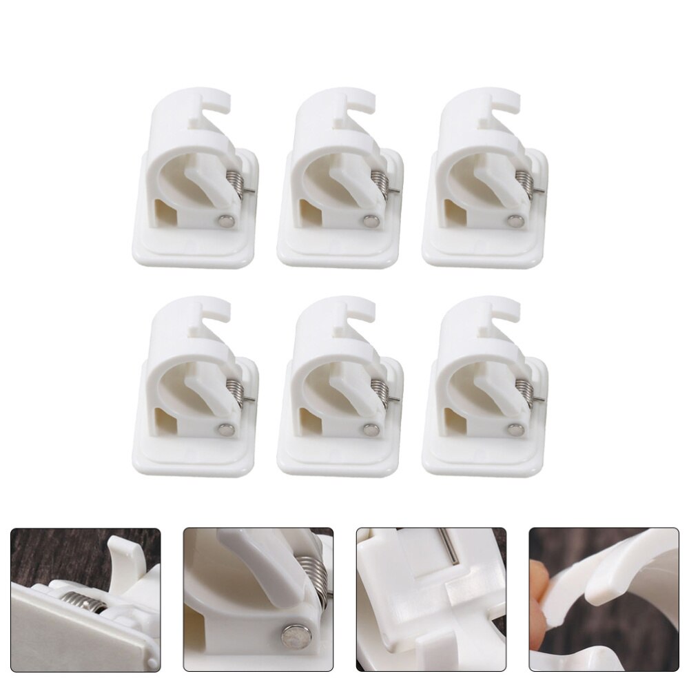 6 ganchos de parede autoadesivos dos suportes da haste da cortina dos pces para pólos do suporte da haste da cortina