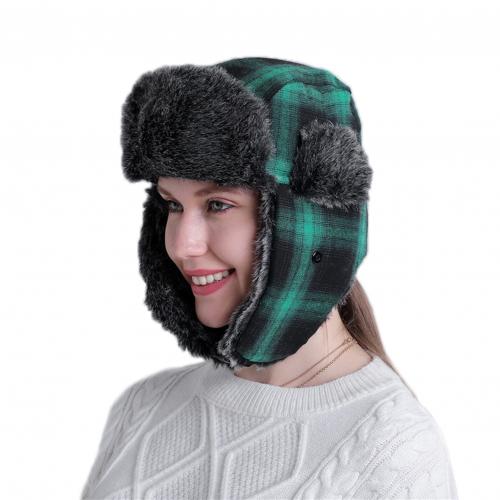 Gorro grueso de invierno para hombre y mujer, gorra Bomber rusa con orejera a cuadros, transpirable, frío, cálido, para ciclismo, turismo, Ushanka: green