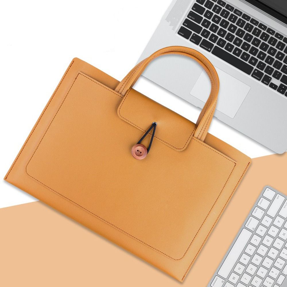 Przenośna torba na laptopa o dużej pojemności, prostokątna, pu, torba do ręki, jednokolorowa, z kieszenią do przechowywania, ochronna torba damska