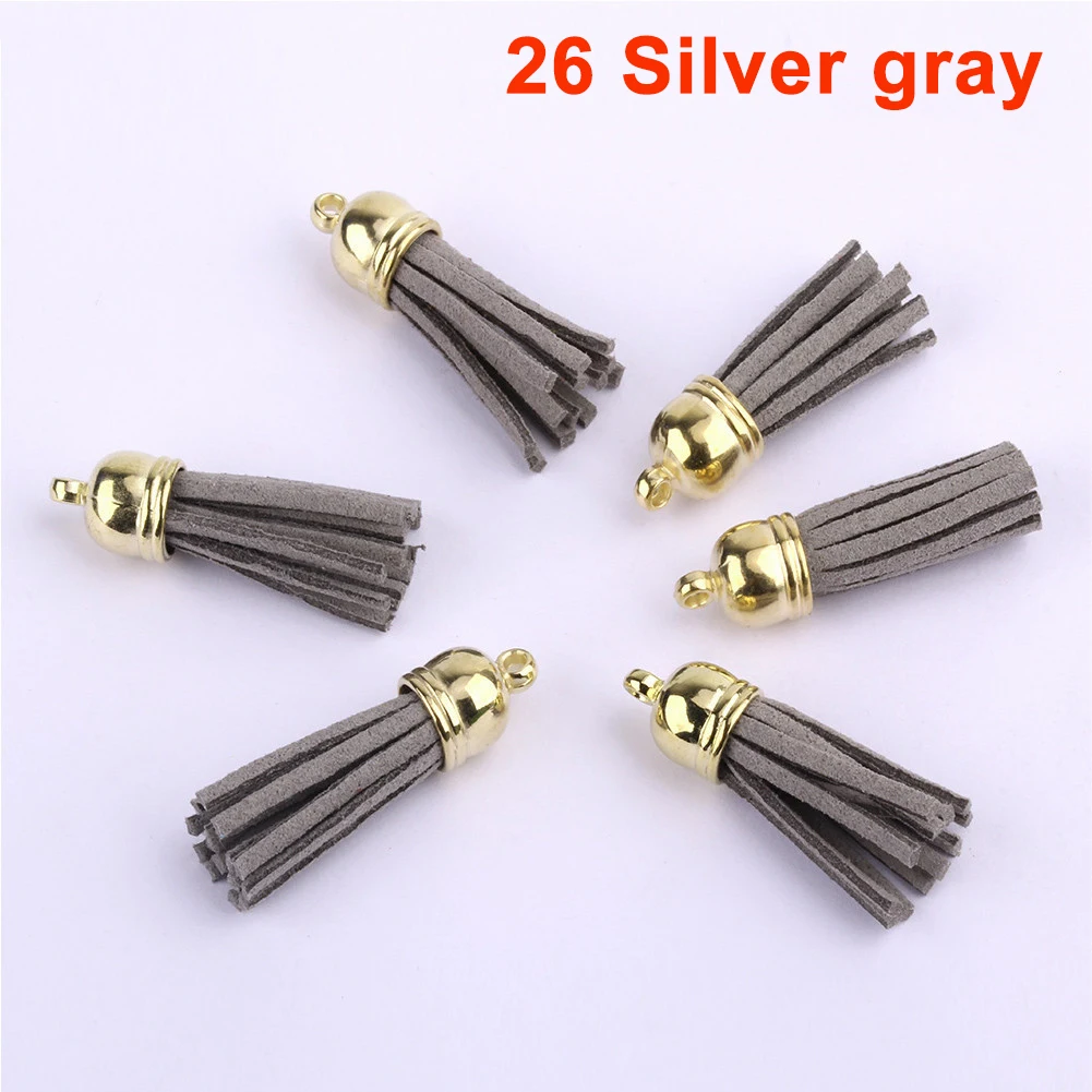 20 unids/lote borlas llavero de cuero borlas Mini borlas para manualidades DIY llavero colgante joyería de verano hacer pendientes dijes: Café ligero